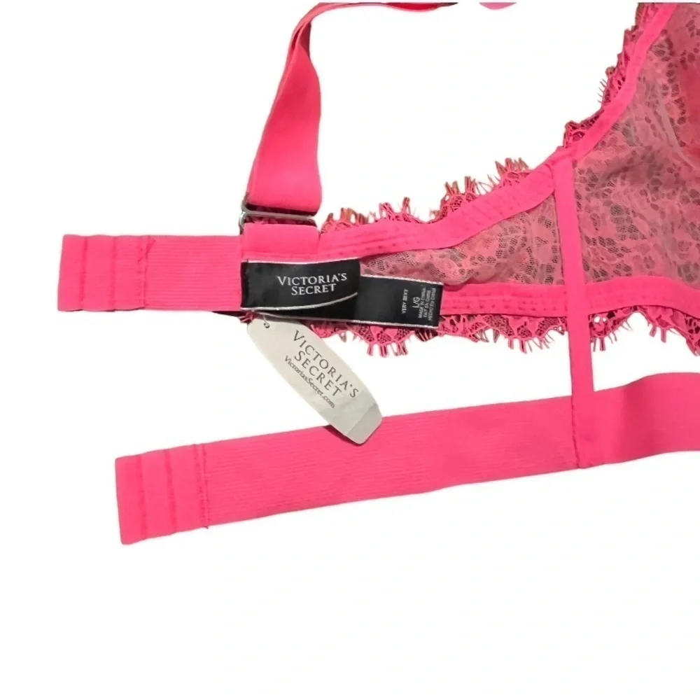 NWT Hot Pink Victoria's Secret Triangle Strappy Bra Size L